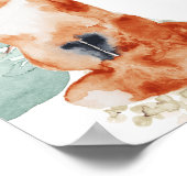 VERA Greenery & Terracotta Floral Fox Baby Welcome ポスター (角)