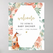VERA Greenery & Terracotta Floral Fox Baby Welcome ポスター (正面)