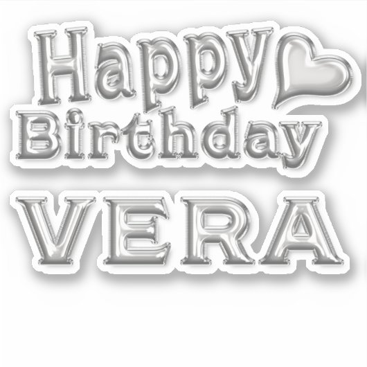 Vera Happy Birthday silver Aufkleber Sticker シール (正面)