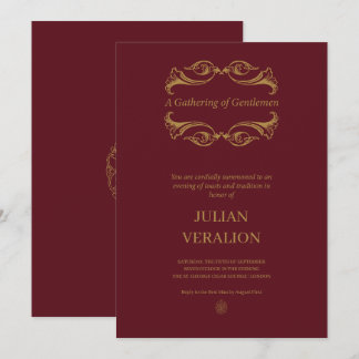 VerAlion | ワインレッドとゴールドのラグジュアリーな独身パーティー 招待状