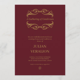VerAlion | ワインレッドとゴールドのラグジュアリーな独身パーティー 招待状