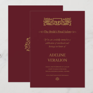 VerAlion | Burgundy & Gold Elegant Bachelorette 招待状