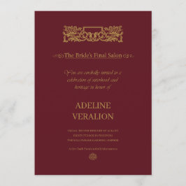 VerAlion | Burgundy & Gold Elegant Bachelorette 招待状