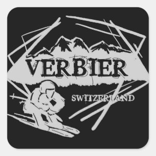 Verbierスイス連邦共和国の黒いスキーロゴのステッカー スクエアシール