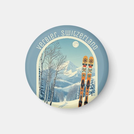 Verbier スイス シュヴァイツ 4 Vallées スキー マグネット (正面)