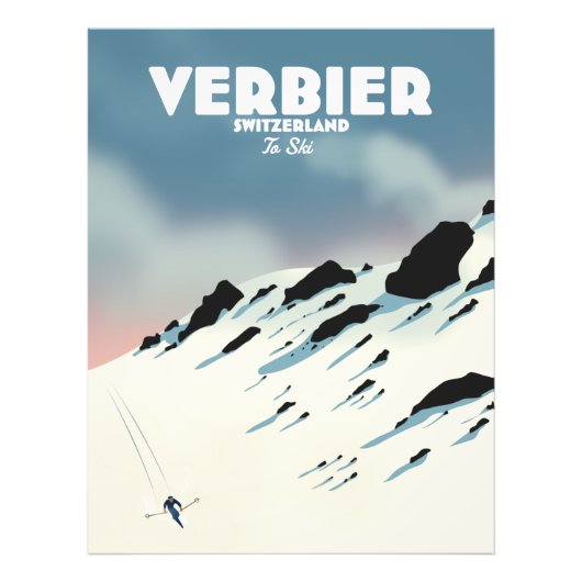 Verbier スイス スキーリゾート ポスター アートプリント (正面)
