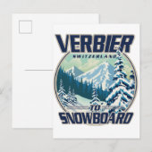 Verbier スイス スノーボード 旅行 ロゴ インビテーションポストカード (正面/裏面)