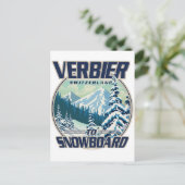 Verbier スイス スノーボード 旅行 ロゴ インビテーションポストカード (スタンド正面)