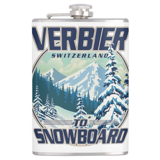 Verbier スイス スノーボード 旅行 ロゴ フラスク (正面)
