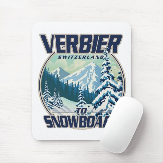 Verbier スイス スノーボード 旅行 ロゴ マウスパッド (マウス)