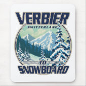 Verbier スイス スノーボード 旅行 ロゴ マウスパッド (正面)