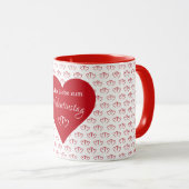 Verbundene rote Herzen mit Valentinsgruß -  マグカップ (正面右)