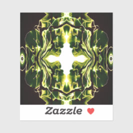 Verdant Abstract Green Gold Black White Fluid Art シール