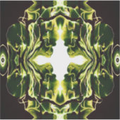 Verdant Abstract Green Gold Black White Fluid Art シール (正面)