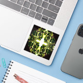 Verdant Abstract Green Gold Black White Fluid Art シール (ノートパソコンとiPhone)