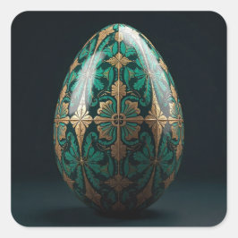 Verdant and vibrant green Easter egg スクエアシール