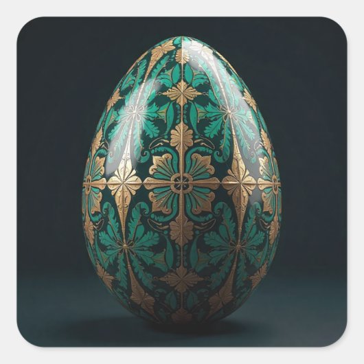 Verdant and vibrant green Easter egg スクエアシール (正面)
