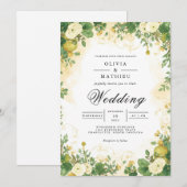 Verdant Blossom Frame Wedding 招待状 (正面/裏面)