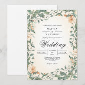 Verdant Blossom Romance Wedding 招待状 (正面/裏面)