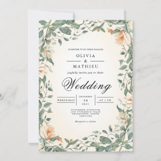 Verdant Blossom Romance Wedding 招待状