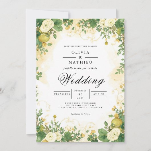 Verdant Botanical Archway Wedding 招待状 (正面)