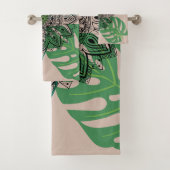 Verdant Embrace: Mandala and Leaf Design バスタオルセット (インサイチュ)