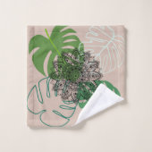 Verdant Embrace: Mandala and Leaf Design バスタオルセット (ウォッシュタオル)