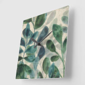 Verdant Expration -熱帯葉 スクエア壁時計 (傾斜)