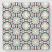 Verdant Garden Tile Pattern ストーンコースター (正面)