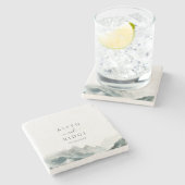 Verdant Peaks Misty Forest Botanical Stone Coaster ストーンコースター (横)