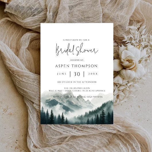 Verdant Peaks Misty Forest Water Bridal Shower  セーブザデート