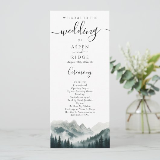 Verdant Peaks Mountain Wedding Program プログラム (スタンド正面)