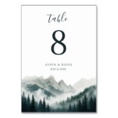 Verdant Peaks Watercolor Mountain Table Number テーブルナンバー (裏面)