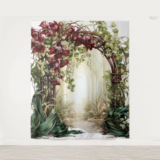 Verdant Romance Custom Wedding Backdrop タペストリー (正面)