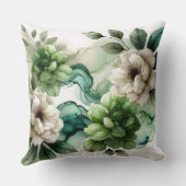 「Verdant Serenity:抽象芸術グリーンフローラアート」 クッション (裏面)