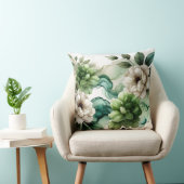 「Verdant Serenity:抽象芸術グリーンフローラアート」 クッション (椅子)