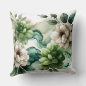 「Verdant Serenity:抽象芸術グリーンフローラアート」 クッション (裏面)