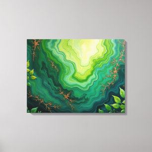 Verdant Veins – 24"×18" ジャングルフローの抽象的な流動表現 キャンバスプリント