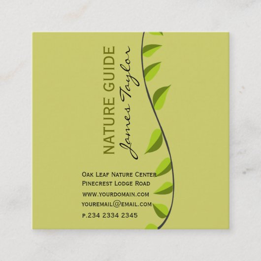 Verdeの緑の草木は緑の葉の植物の植物を撃ちます スクエア名刺 (正面)