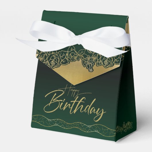 verde de bosque con rosas elegant para cumple フェイバーボックス (正面サイド)