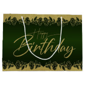 verde de bosque de cumple con flores ラージペーパーバッグ (裏面)