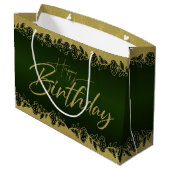 verde de bosque de cumple con flores ラージペーパーバッグ (裏面アングル)