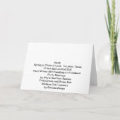 Verdiのキリスト教会、ヒューストン、テキサス州の春 カード (裏面)