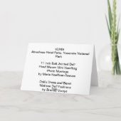 VerdiのAhwahneeのホテルのテラス、ヨセミテ カード (裏面)