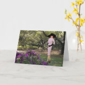 Verdi -ピンクの装い、ヒューストンの動物園の花模様 カード (黄色い花)