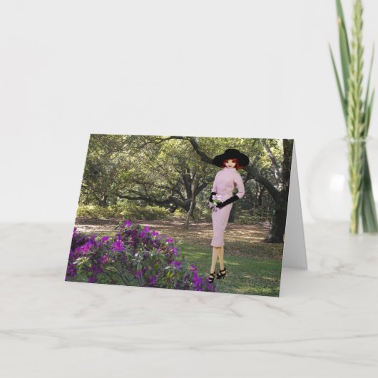 Verdi -ピンクの装い、ヒューストンの動物園の花模様 カード (正面)