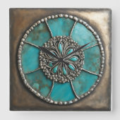 Verdigris Patina Metal スクエア壁時計 (正面)