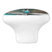 Verdigris Turquoise & Silver Art Deco  セラミックノブ (側面)