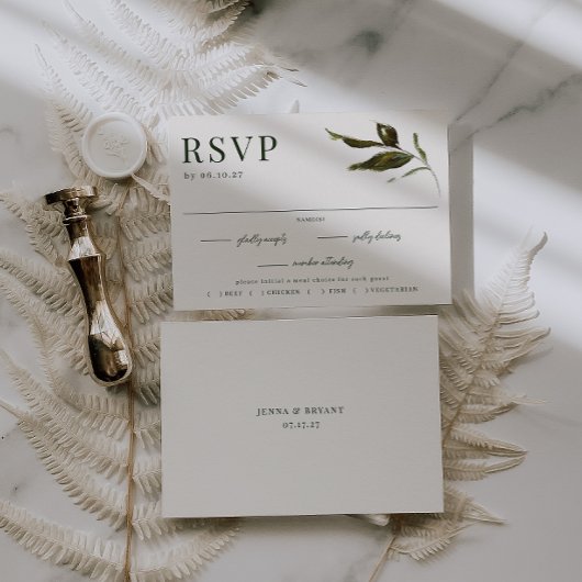 VERDUREガーデンの葉の食事の選択結婚ズ 出欠カード