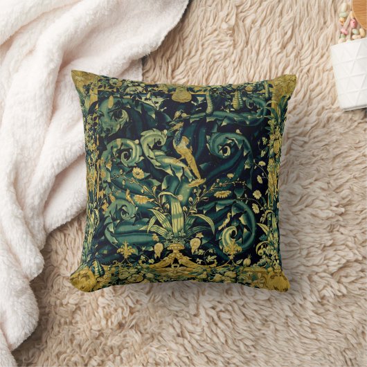 Verdure Birds & Fruit Renaissance Tapestry Throw P クッション (ブランケット)